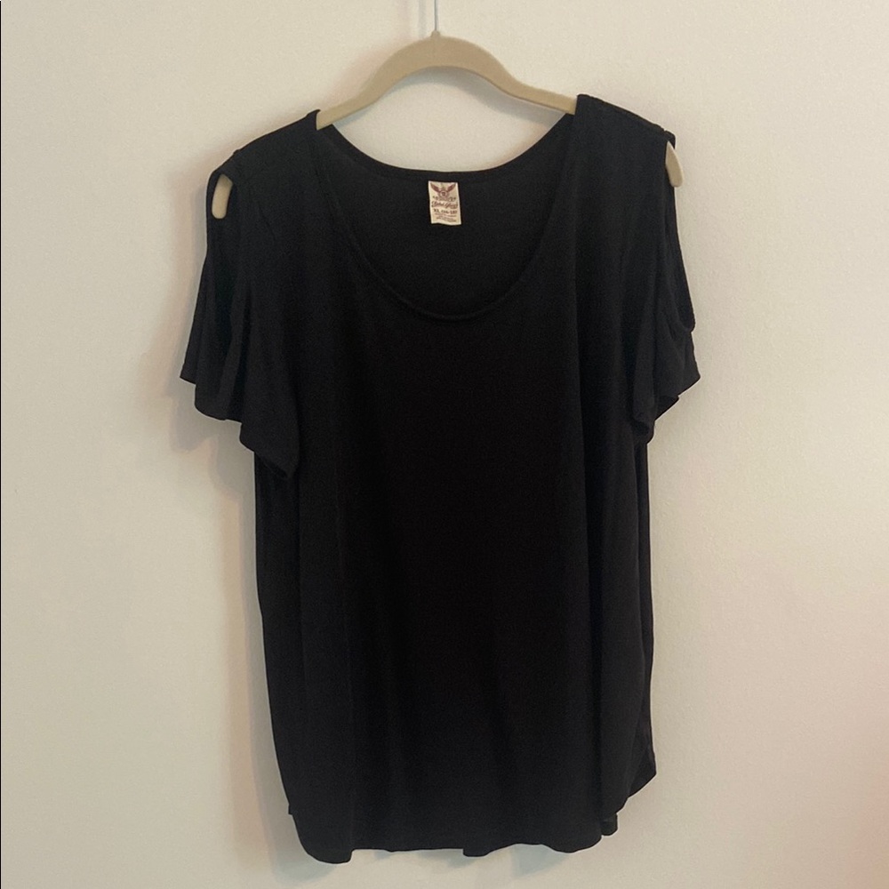 Faded Glory Black Cut Out Short Sleeve T-Shirt